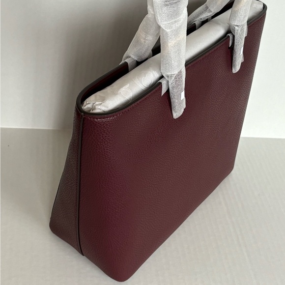 NWT Michael Kors Jet Set Travel Medium Double Pocket Tote Oxblood Vegan Leather - Picture 6 of 14